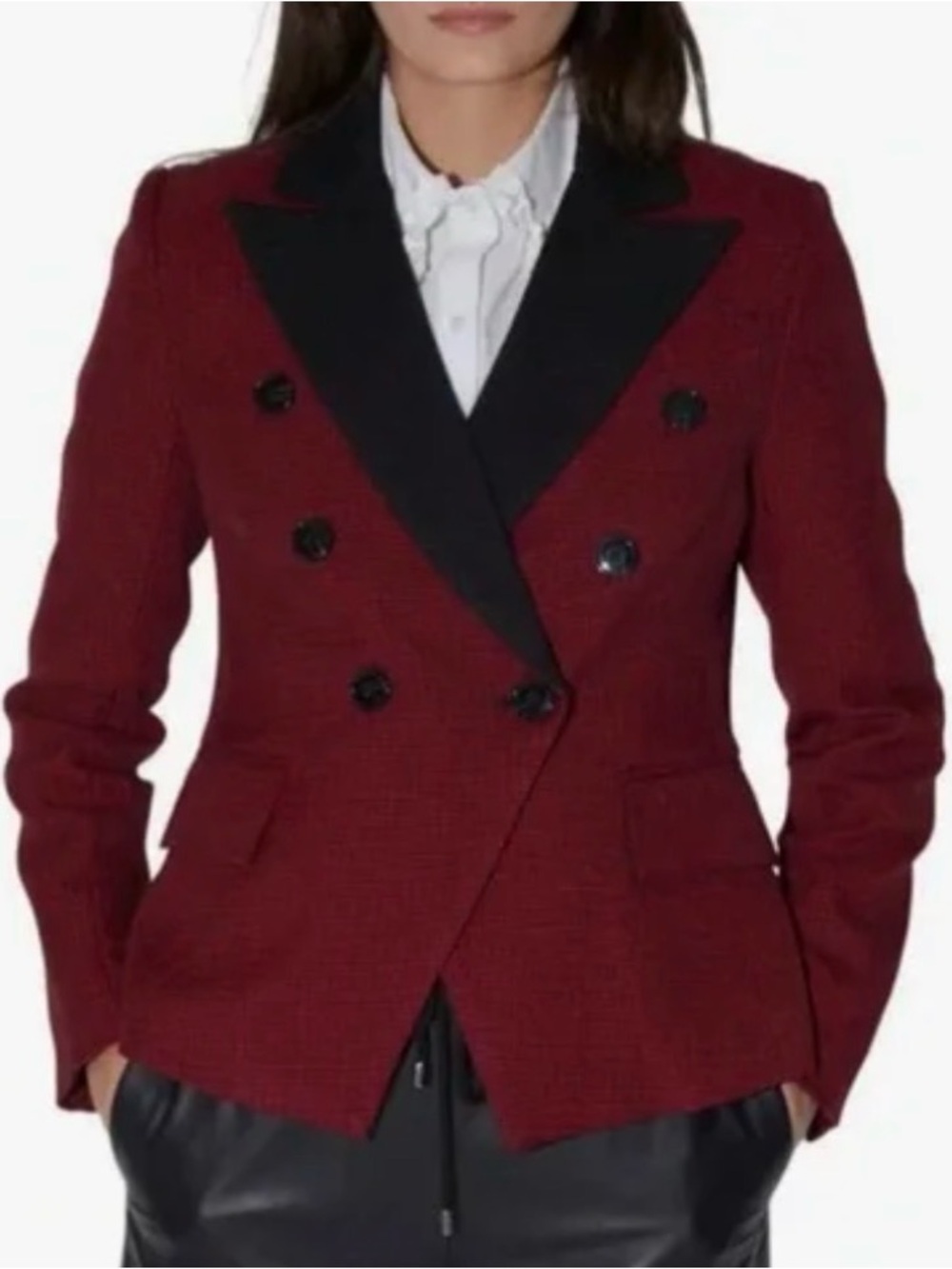 Walter Baker Red Houndstooth Double Breasted Blazer Size Medium